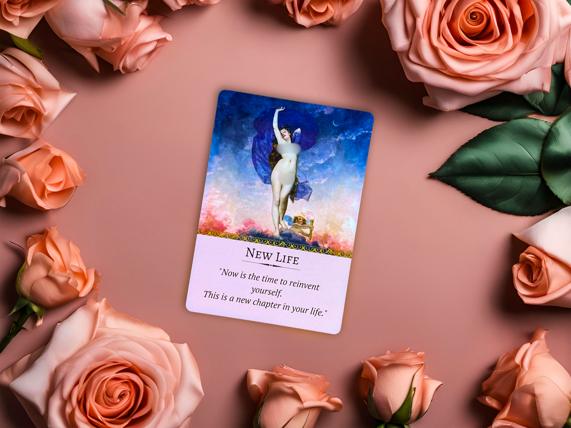 Sample card Titled New Life from the musings of Aphrodite oracle deck