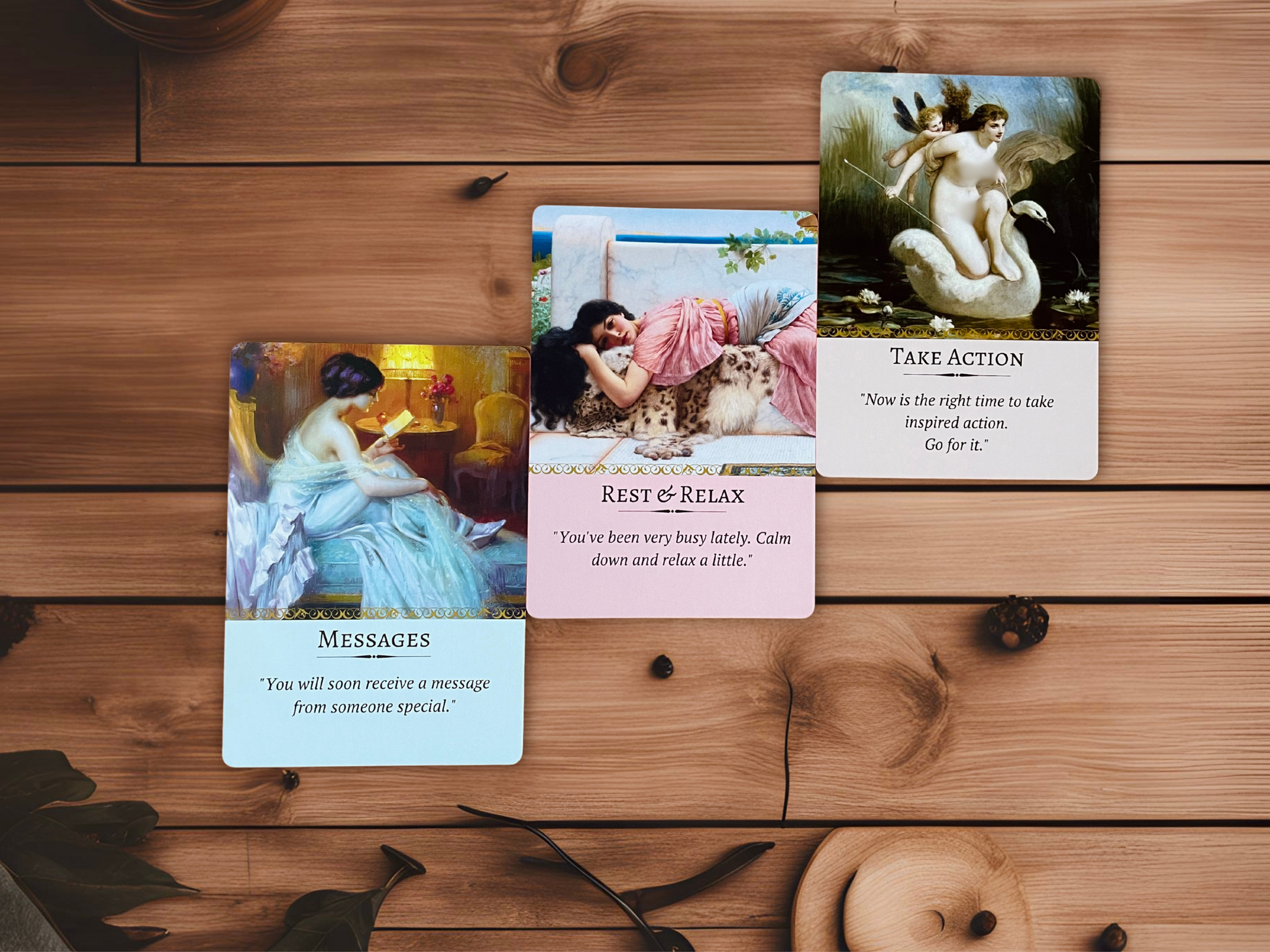 Showing a selection of cards from the musings of Aphrodite oracle card deck