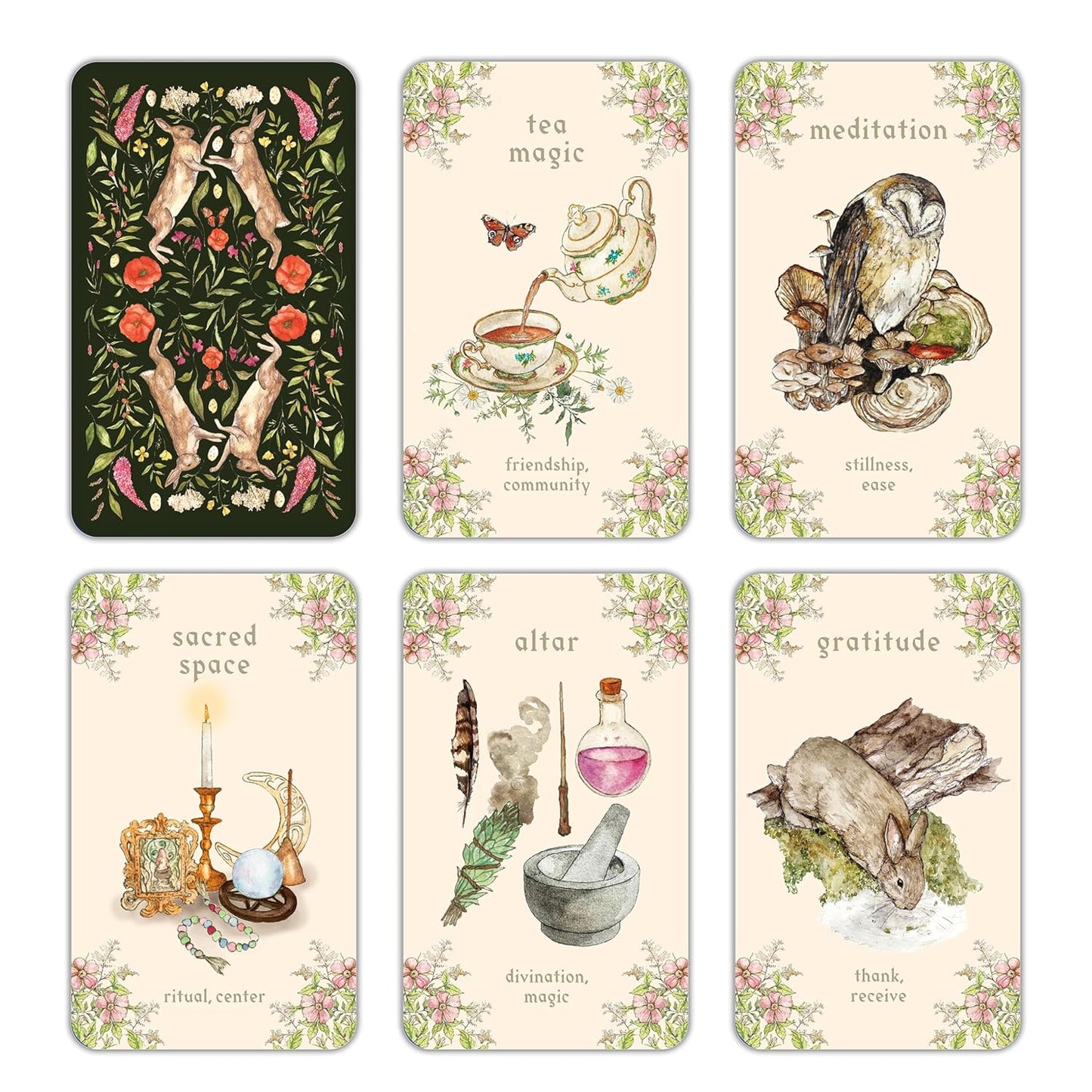 The Comfy Cozy Witch Oracle by Jennie Blonde featuring cosy witchcraft-inspired artwork, comforting oracle cards, and a companion guidebook.