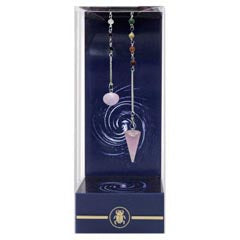 PREMIUM ROSE QUARTZ CHAKRA PENDULUM  – BOXED