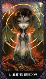 A yound lilith wrapped in chains and wings. Standing in a sea of lava and fire