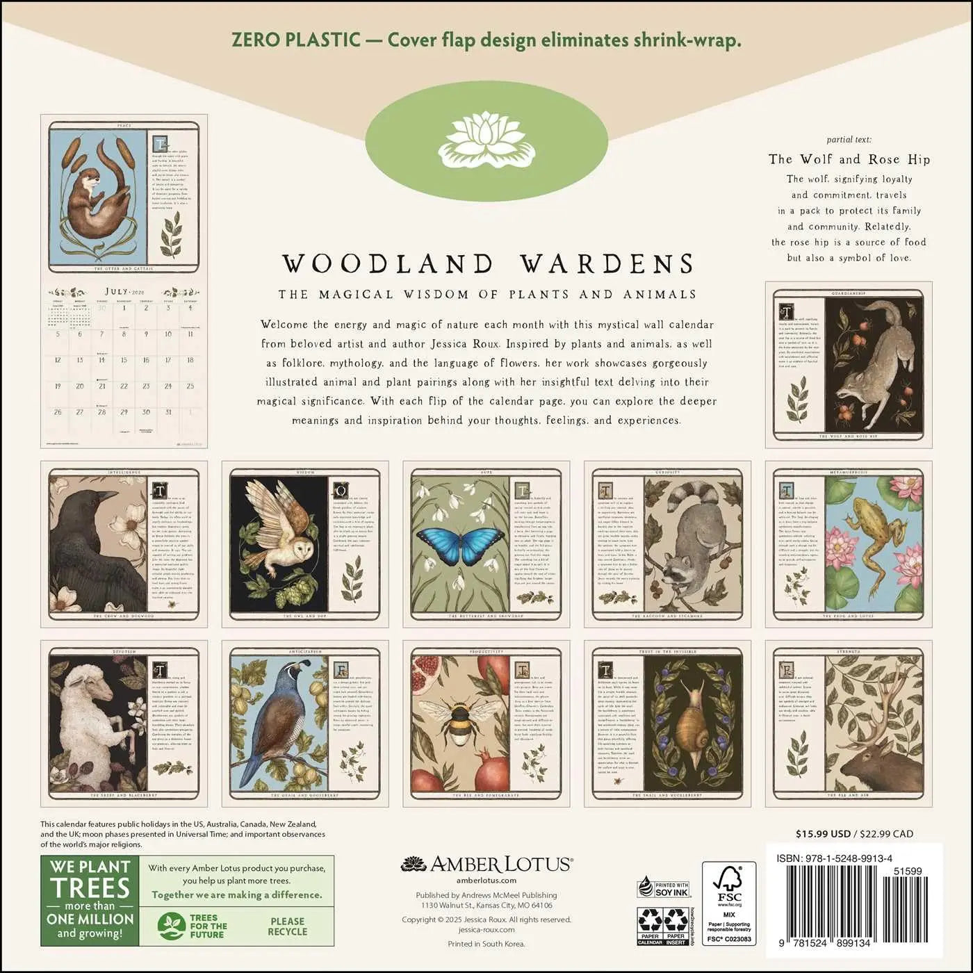 Woodland Wardens 2026 Wall Calendar: The Magical Wisdom of Plants and Animals - Oneness emporium