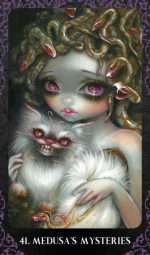 Medusa Mysteries. Cute Medusa holding fluffy vampire white cat