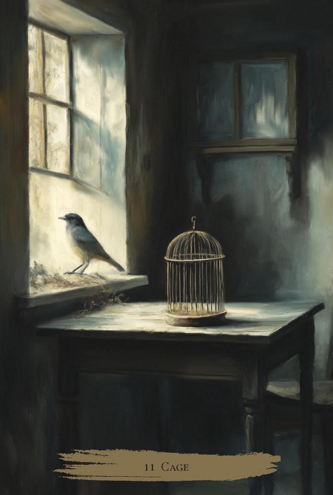 Haunted Cottage Oracle by Sirian Shadow – a 45-card gothic oracle deck with guidebook for shadow work and introspection.