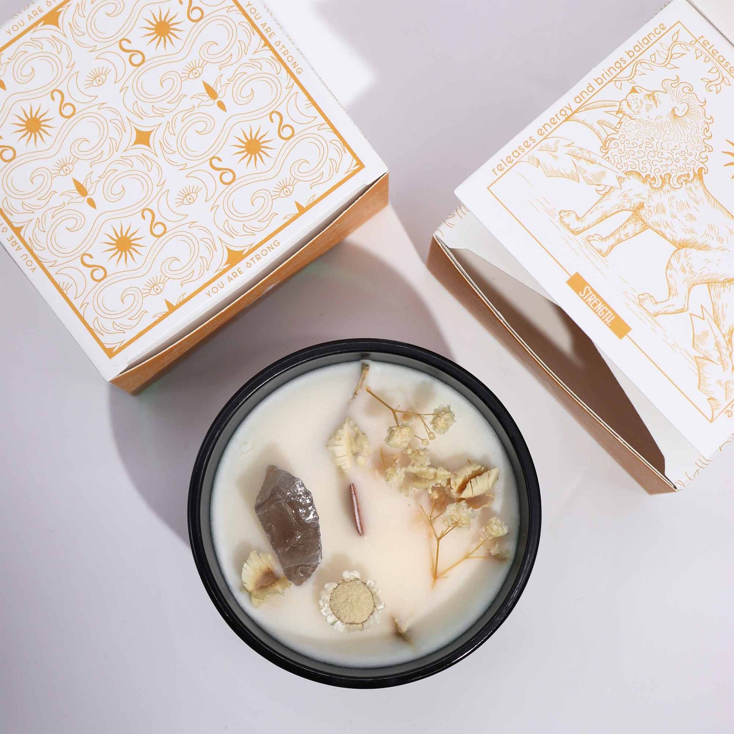 Hop Hare Crystal Magic Flower Candle - The Lion - Oneness emporium