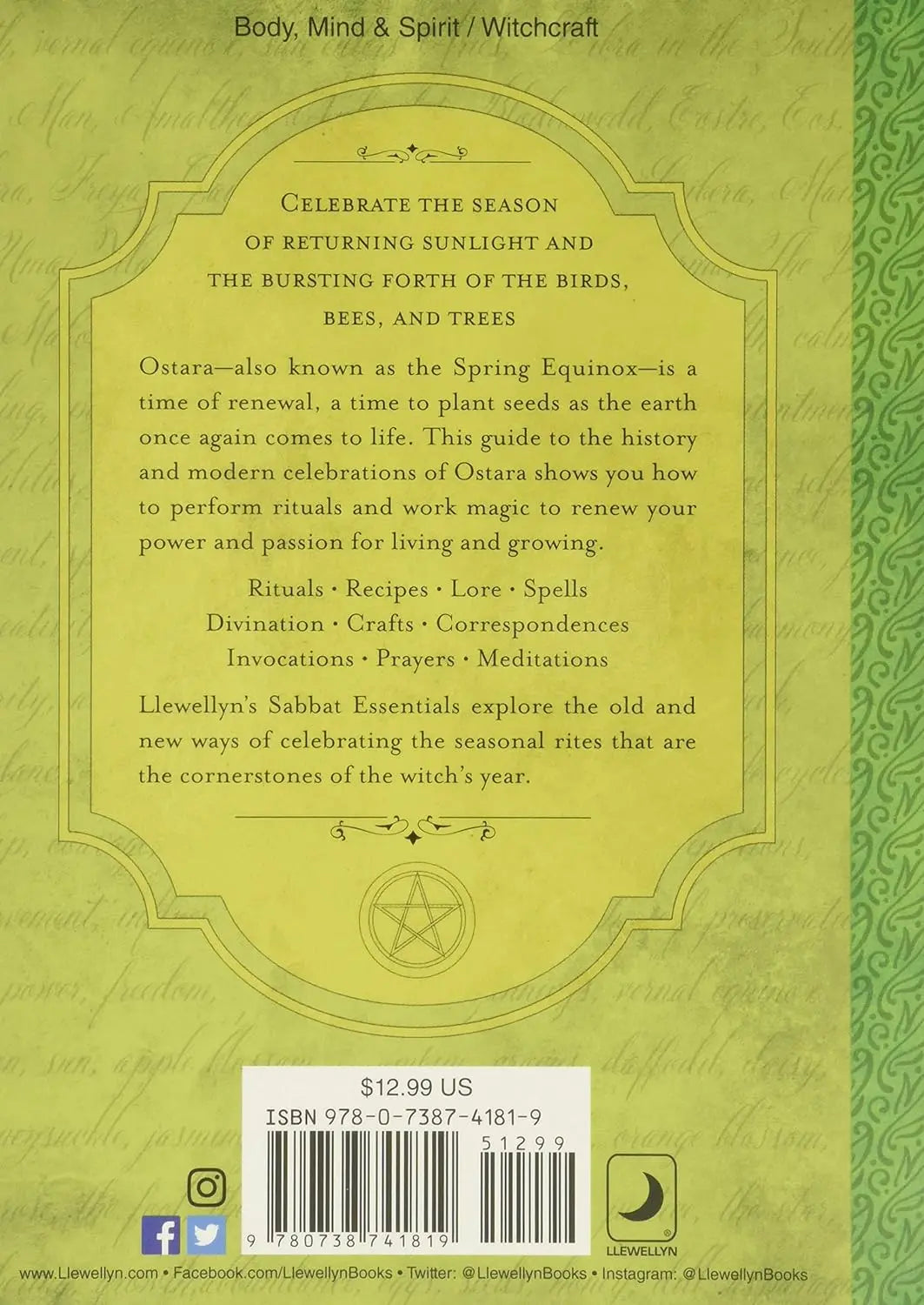Ostara: Llewellyn's Sabbat Essentials Book 1: Rituals, Recipes and Lore for the Spring Equinox - Oneness emporium