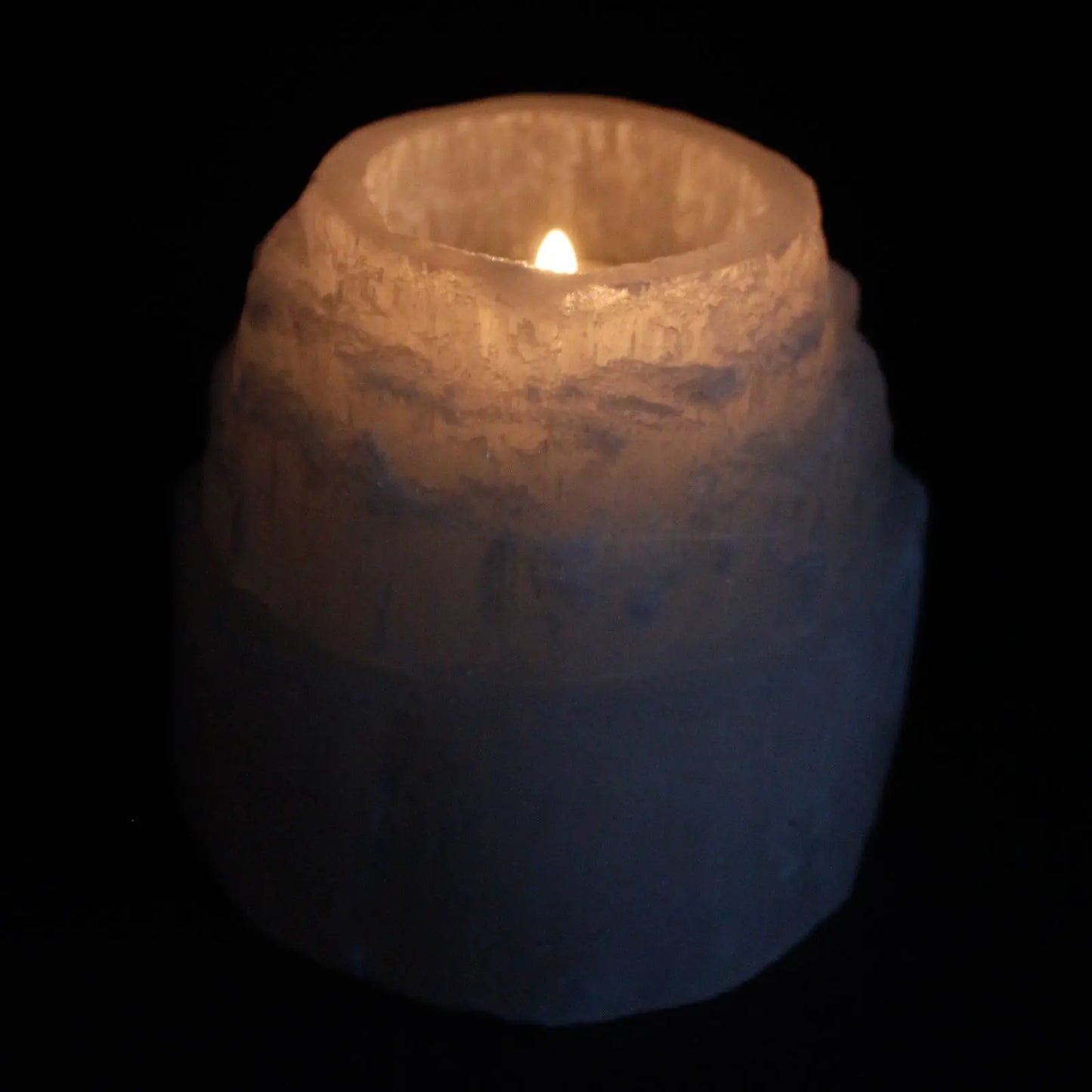 Selenite Mountain Top Candle Holder - 8 cm - Oneness emporium