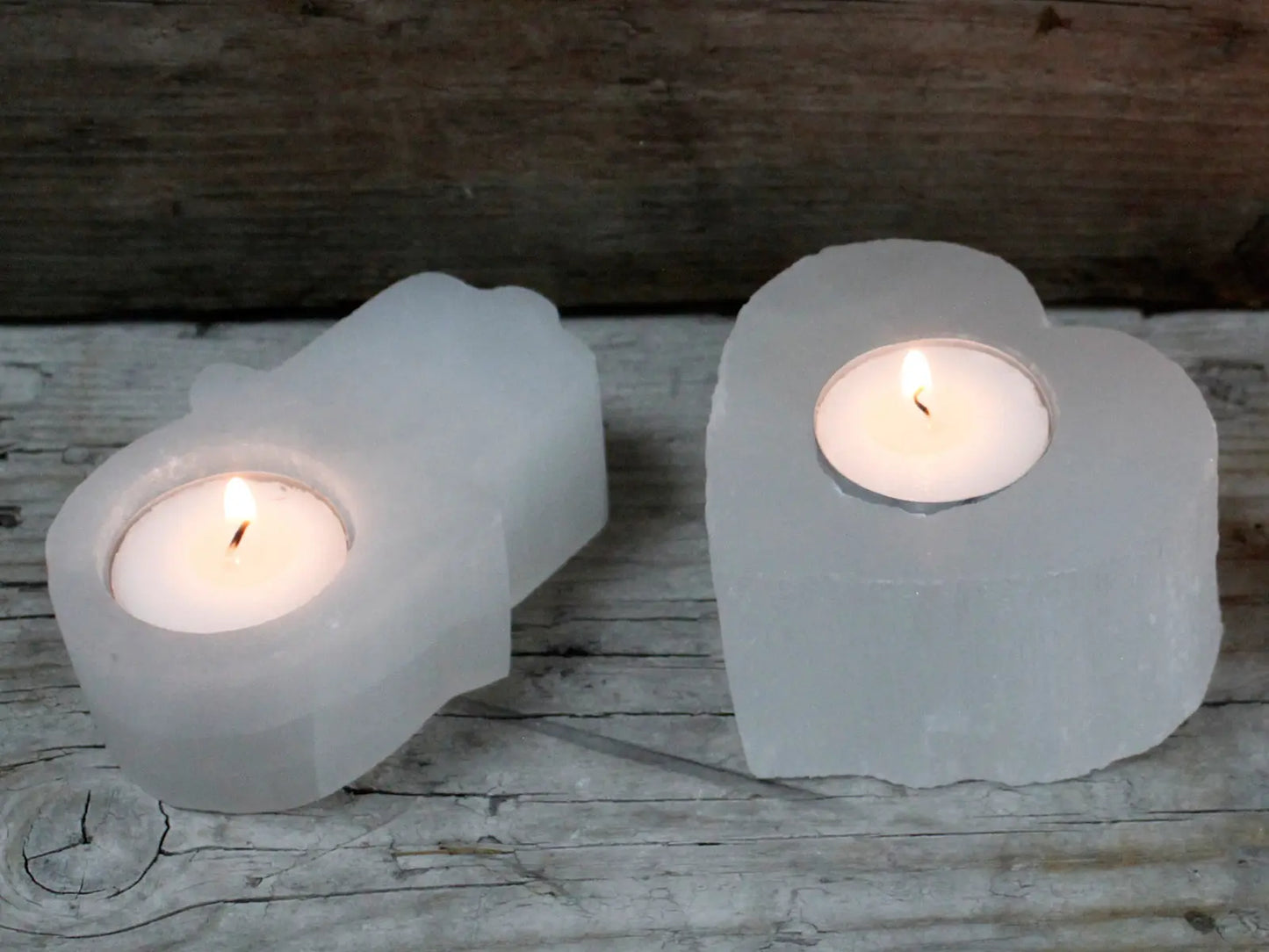 Selenite Heart Candle Holder - Oneness emporium