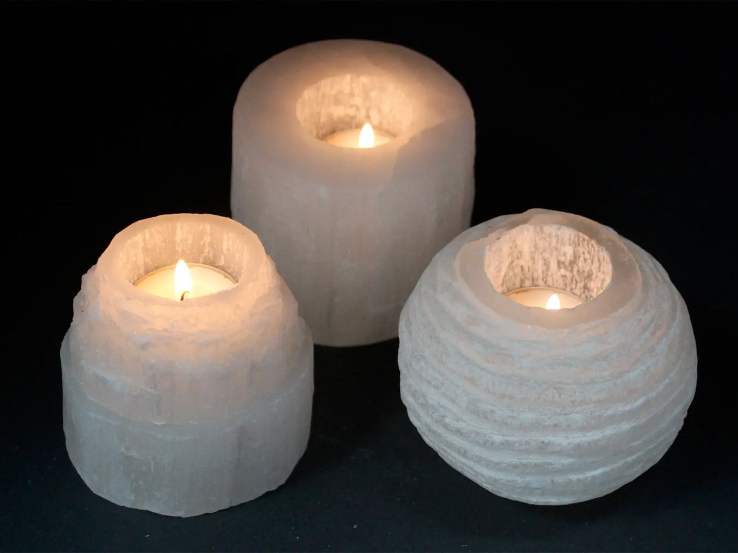 Selenite Snowball Candle Holder - 8 cm - Oneness emporium