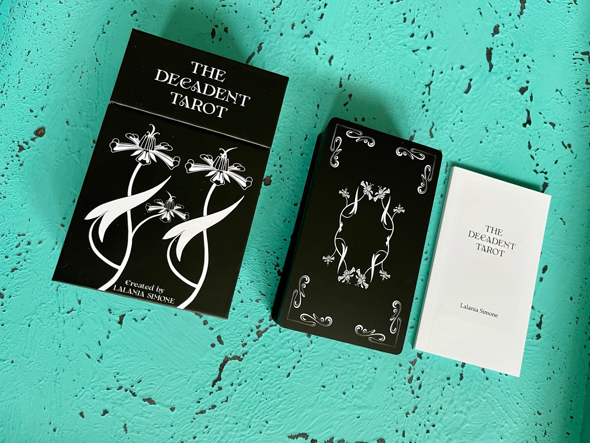 Decadent Tarot Dark Botanical Edition featuring gothic botanical tarot artwork and luxury indie design