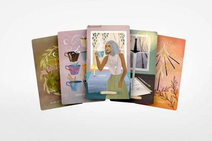 Set of tarot cards with colorful illustrations on a white background