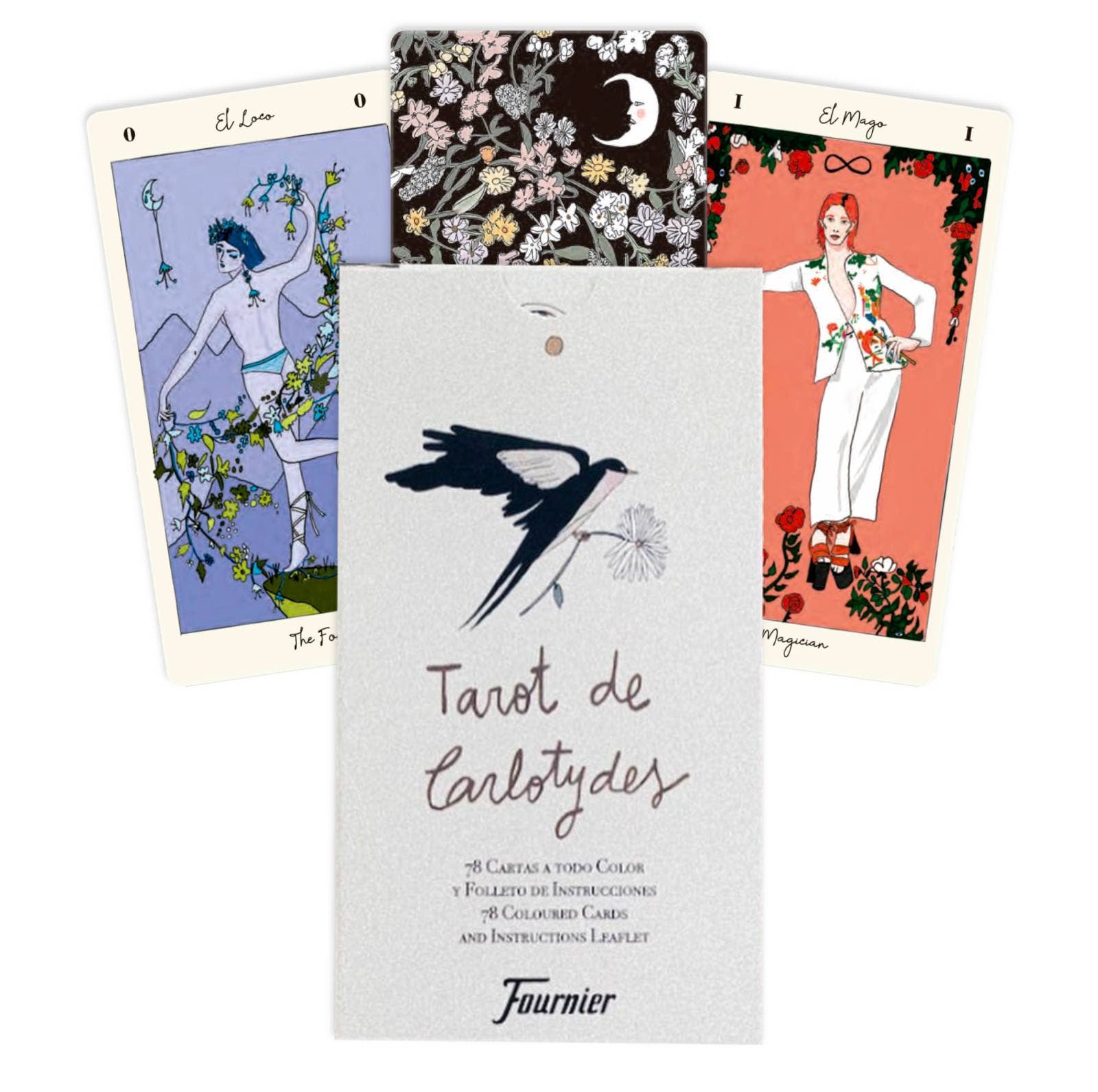 Tarot de Carlotydes by Carlota Santos featuring vibrant contemporary artwork inspired by classic Rider-Waite-Smith tarot symbolism and diverse cultural influences.