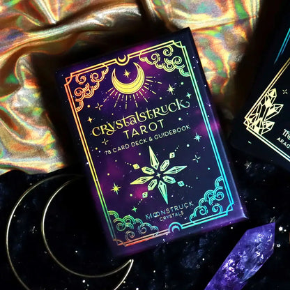 Mini Crystalstruck Tarot Gold Edition pocket tarot deck with gold holographic details.