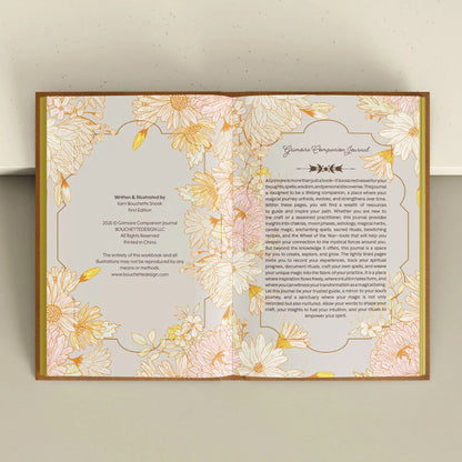 Floral design book with text on a plain background Grimoire Bouchette and Co Oneness Emporium