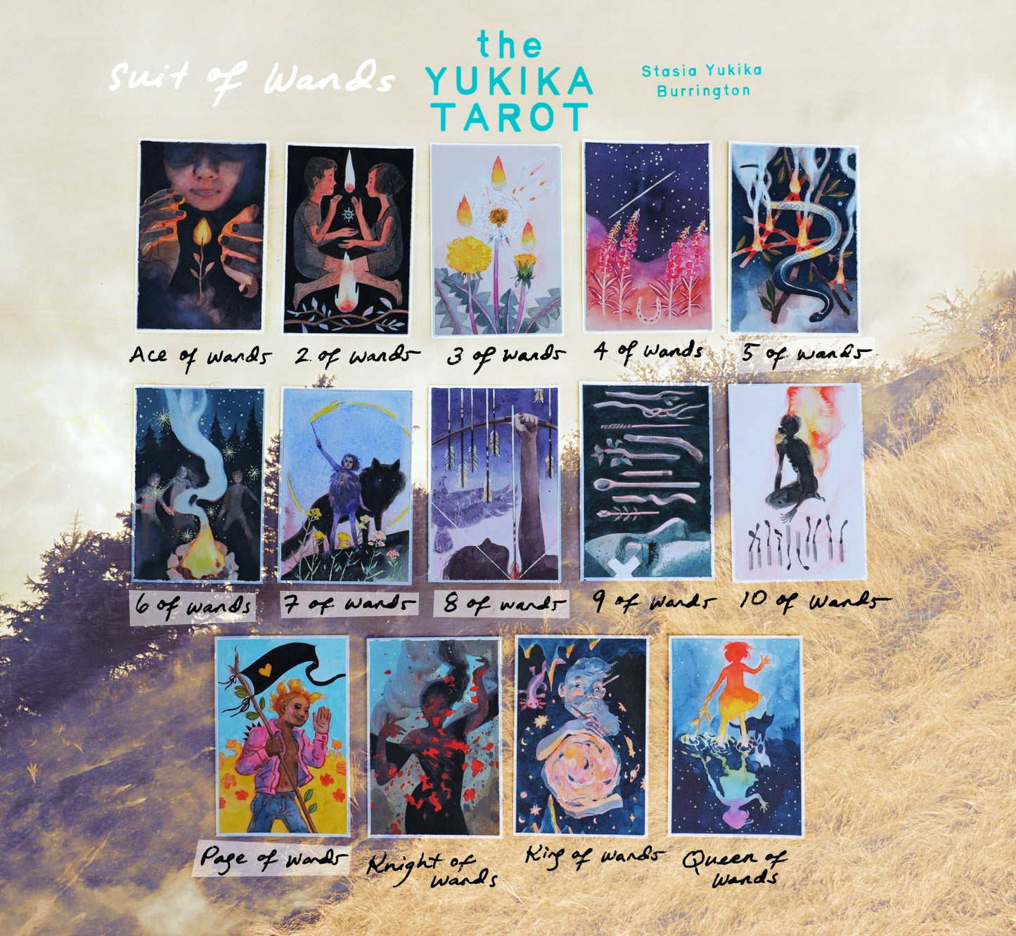 Yukika Tarot deck by Stasia Burrington with soft watercolor artwork and indie tarot aesthetic