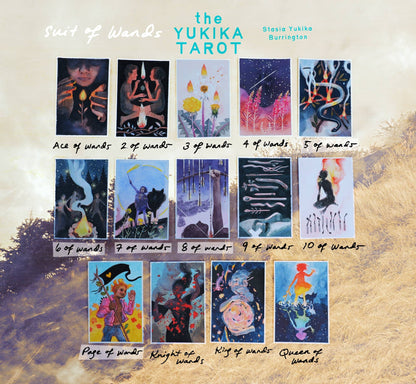 Yukika Tarot deck by Stasia Burrington with soft watercolor artwork and indie tarot aesthetic