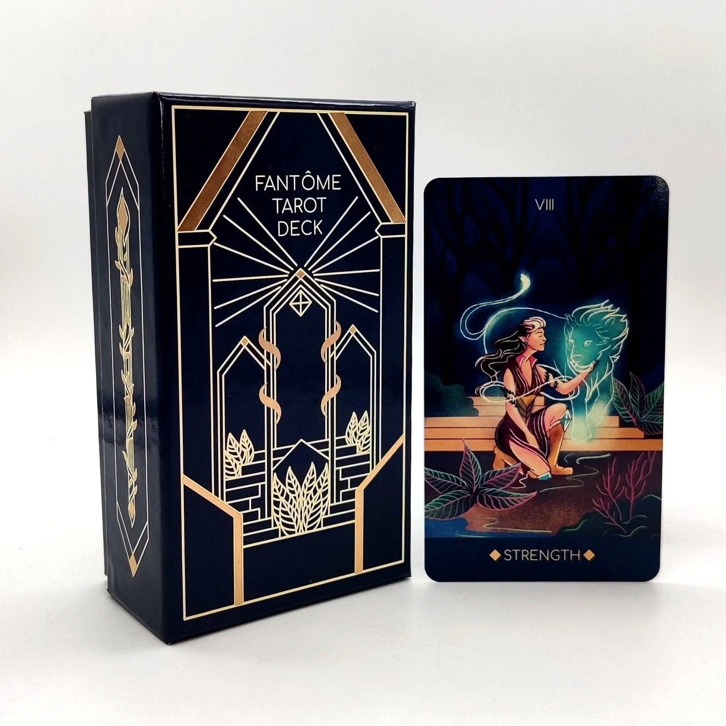 Fantome Tarot Deck with 'Strength' card on a white background