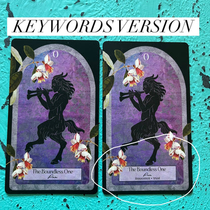 Myth Weaver Tarot Keywords Edition indie tarot deck with mythology artwork and keyword meanings
