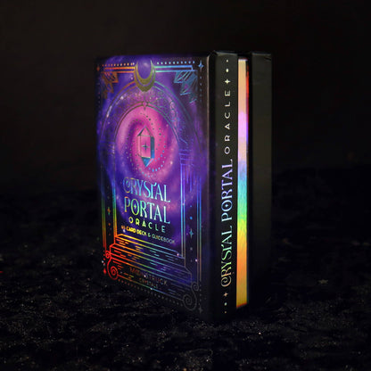 Crystal Portal Oracle deck with holographic foil and crystal themed artwork indie oracle UK