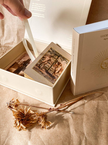Lucid Dreams Beginner's Tarot Beige Edition IV by ST. SOLEIL with gold foil cards, matte gold edges and guidebook