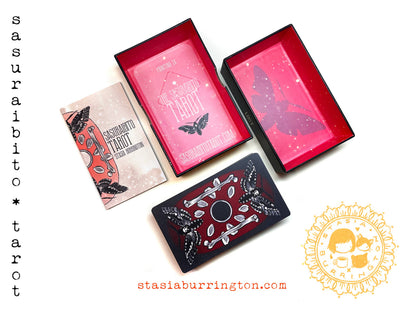 Sasuraibito Tarot by Stasia Burrington featuring whimsical hand-drawn artwork and diverse Rider-Waite-inspired tarot imagery