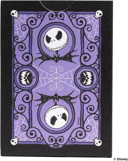 Decorative card with Jack Skellington design on a purple and black background