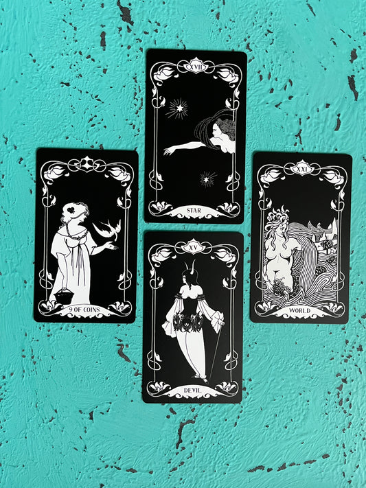 Decadent Tarot Dark Botanical Edition featuring gothic botanical tarot artwork and luxury indie design