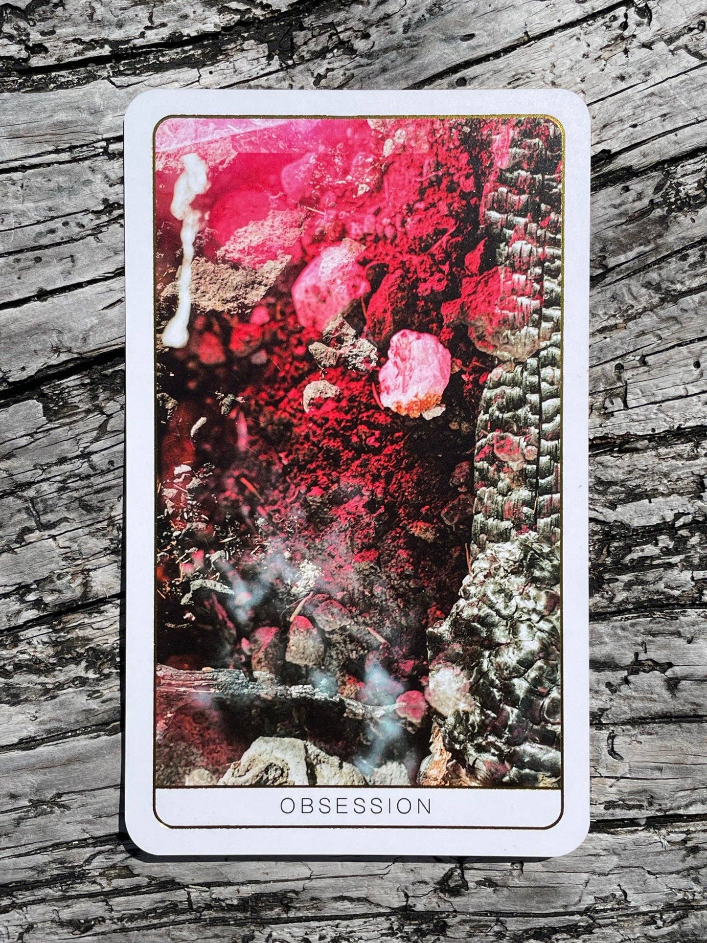 Death Doula Oracle Cards featuring original analogue 35mm photography with double exposure imagery, gold gilded edges and a guidebook for spiritual transformation and healing.