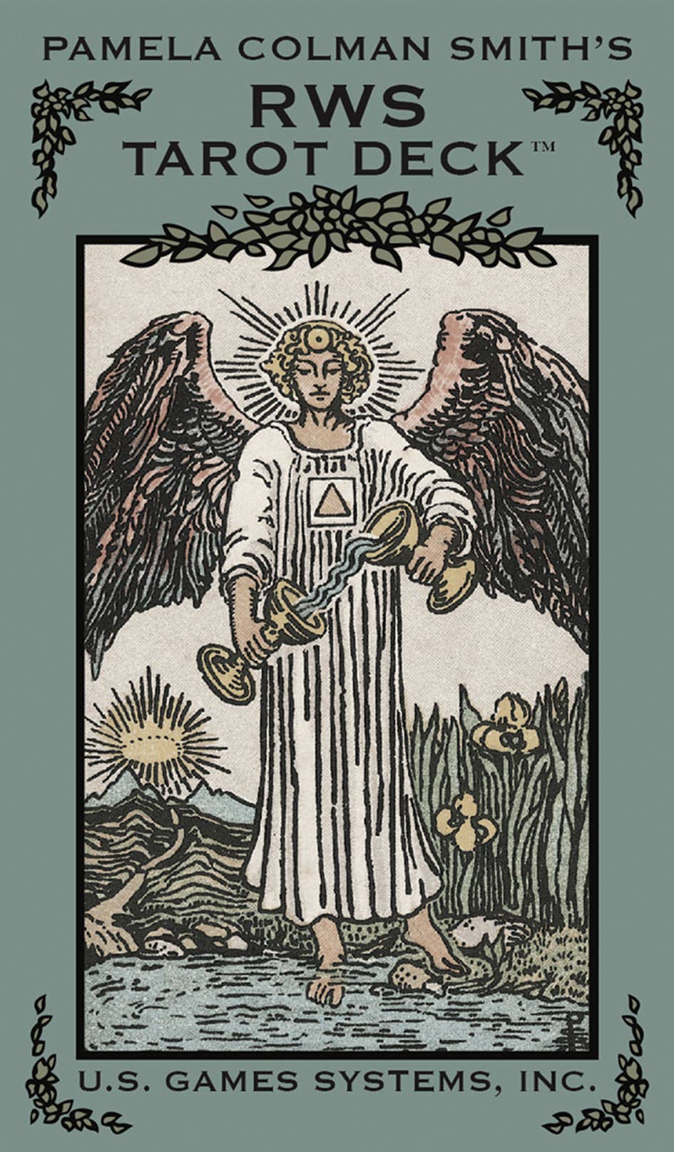 Cover of Pamela Colman Smith's RWS Tarot Deck featuring an angelic figure with wings and a U.S. Games Systems, Inc. logo.