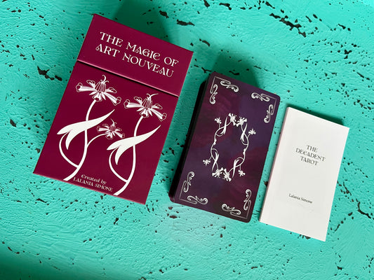 Decadent Tarot Dark Botanical Edition featuring gothic botanical tarot artwork and luxury indie design