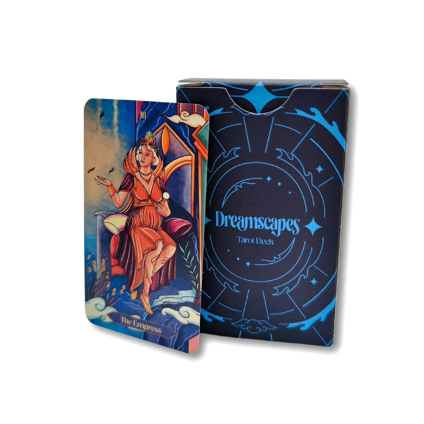 Dreamscapes Tarot Deck with 'The Empress' card on a white background pocket edition
