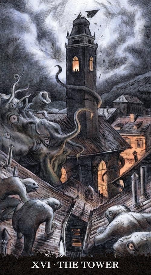 Lovecraft Tarot deck featuring dark cosmic horror artwork inspired by H.P. Lovecraft