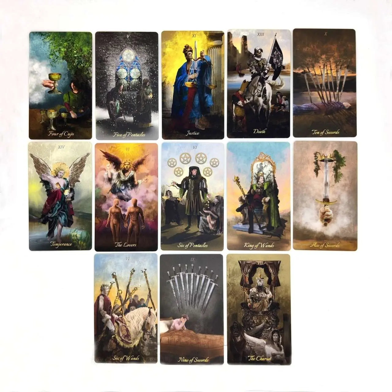 Set of tarot cards with various illustrations and text Baroque tarot La Muci 

