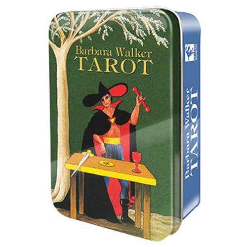 Barbara Walker Tarot card packaging with a tarot card illustration on a white background