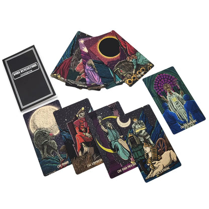 Set of tarot cards with colorful illustrations on a white background Dark reflections tarot by La Muci Available at Oneness Emporium