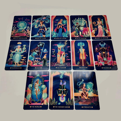 Set of tarot cards on a light gray background