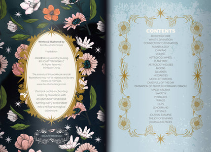 Floral design on one side and text on the other, with a decorative border.