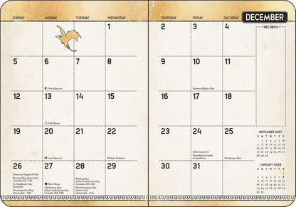 Fourth Wing 2027 monthly and weekly planner calendar with black dragon design and gold embellishment, official Empyrean series planner.