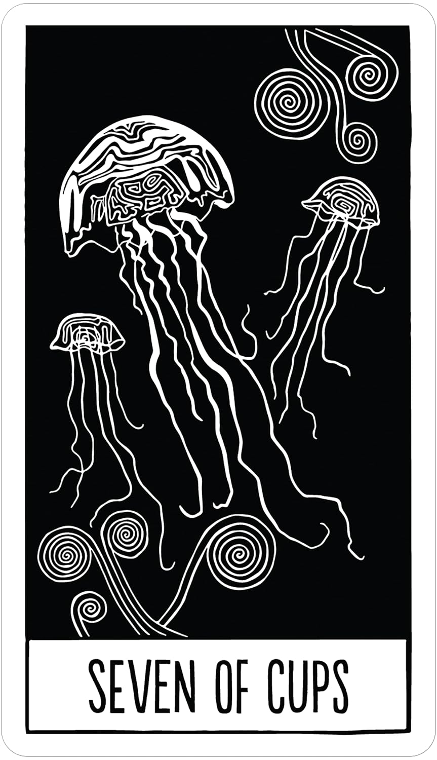 Seven of cuos Star string tarot featuring Jelly Fish 