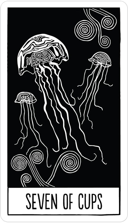 Seven of cuos Star string tarot featuring Jelly Fish 