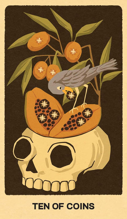 Wild Earth Tarot by Coni Curi featuring botanical illustrations, vintage-inspired artwork, Tarot de Marseille symbolism, and nature-based imagery.