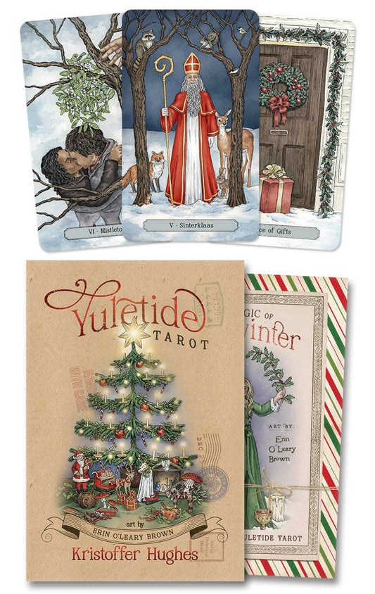 Yuletide Tarot by Kristoffer Hughes featuring 78 beautifully illustrated tarot cards inspired by Yule, Winter Solstice traditions, evergreen folklore and seasonal magic.