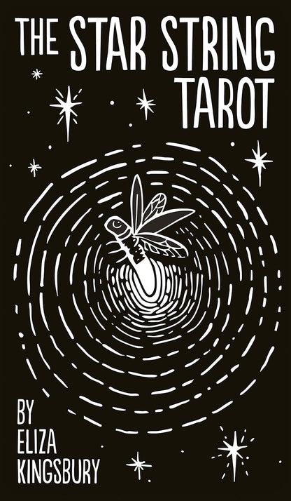 The Star String Tarot by Eliza Kingsbury featuring monochrome linocut-style artwork inspired by nature, folklore, stars, and cosmic symbolism.