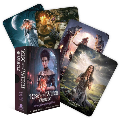 Set of 'Rise of the Witch Oracle' cards with a box on a white background
