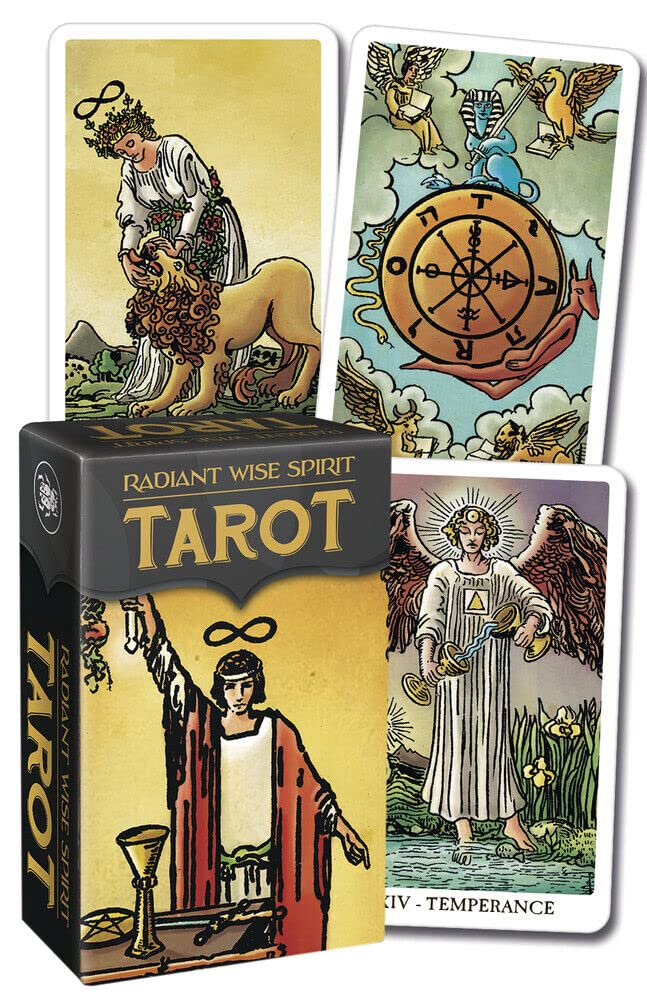 Mini Radiant Wise Spirit Tarot by Lo Scarabeo, a 78-card pocket-sized Rider-Waite-Smith tarot featuring Pamela Colman Smith artwork.