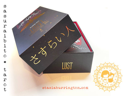 Sasuraibito Tarot by Stasia Burrington featuring whimsical hand-drawn artwork and diverse Rider-Waite-inspired tarot imagery
