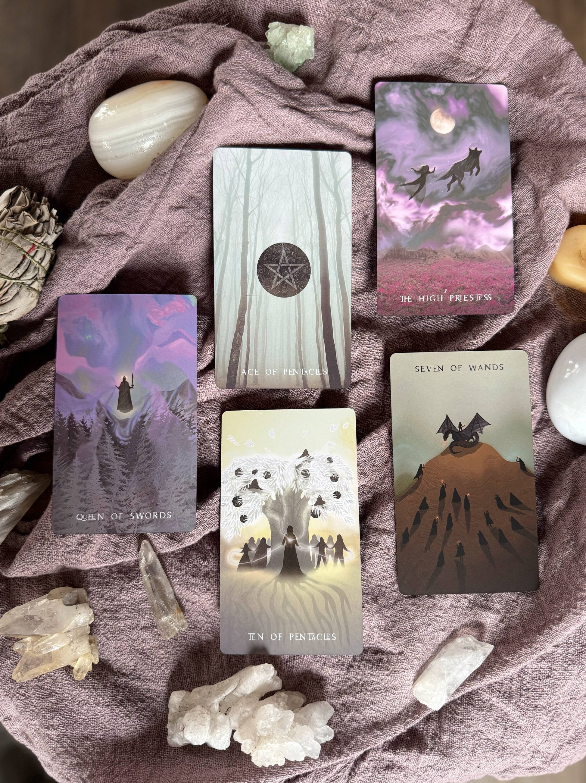 Shadows We Cast Tarot deck by Nicky Ferrada indie tarot with emotional artwork and shadow work theme