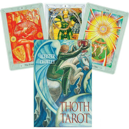 Crowley Thoth Tarot Large Edition by Aleister Crowley and Lady Frieda Harris with 78 large-format esoteric cards and 80-page booklet by U.S. Games.