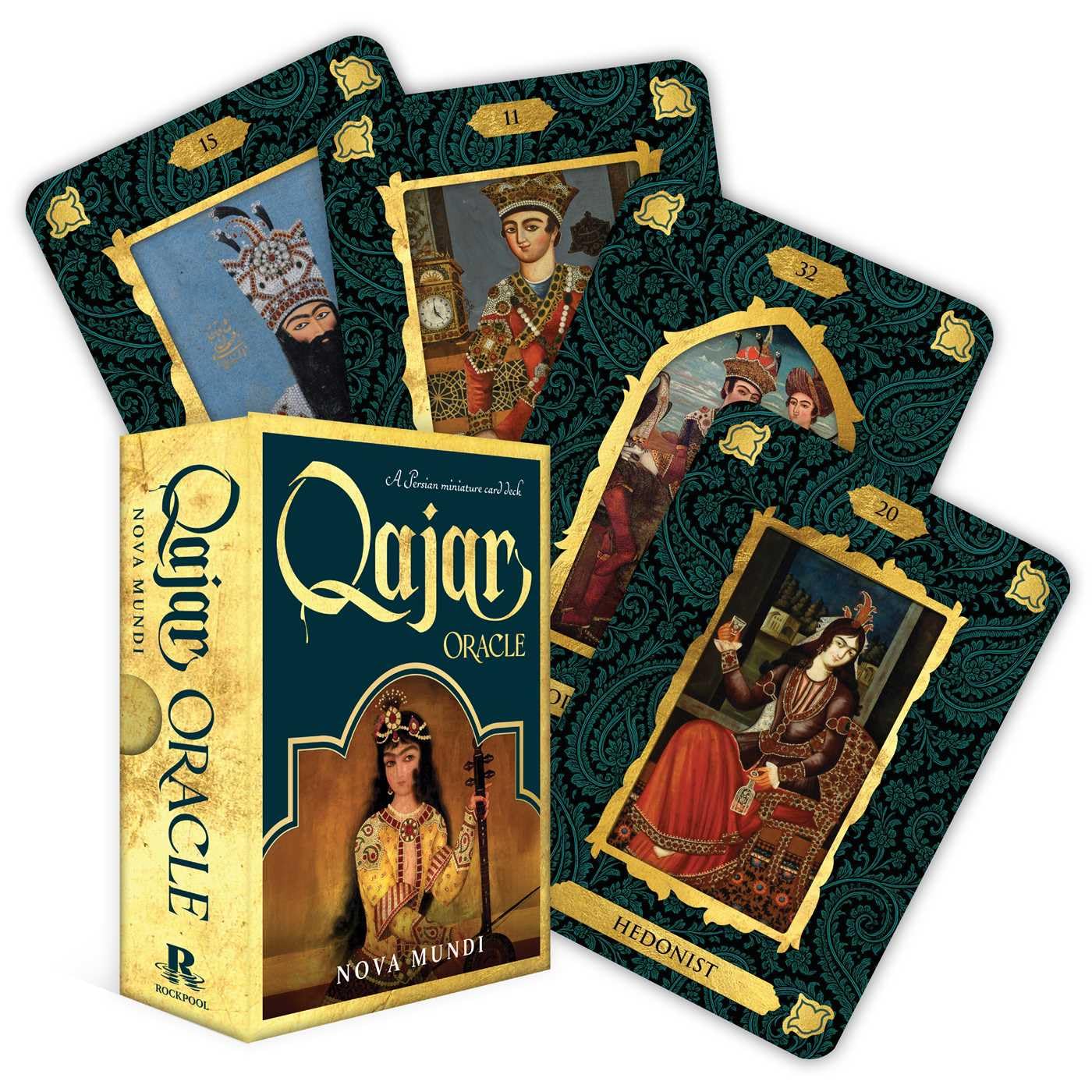 Qajar Oracle deck featuring Persian miniature artwork inspired by the Qajar dynasty