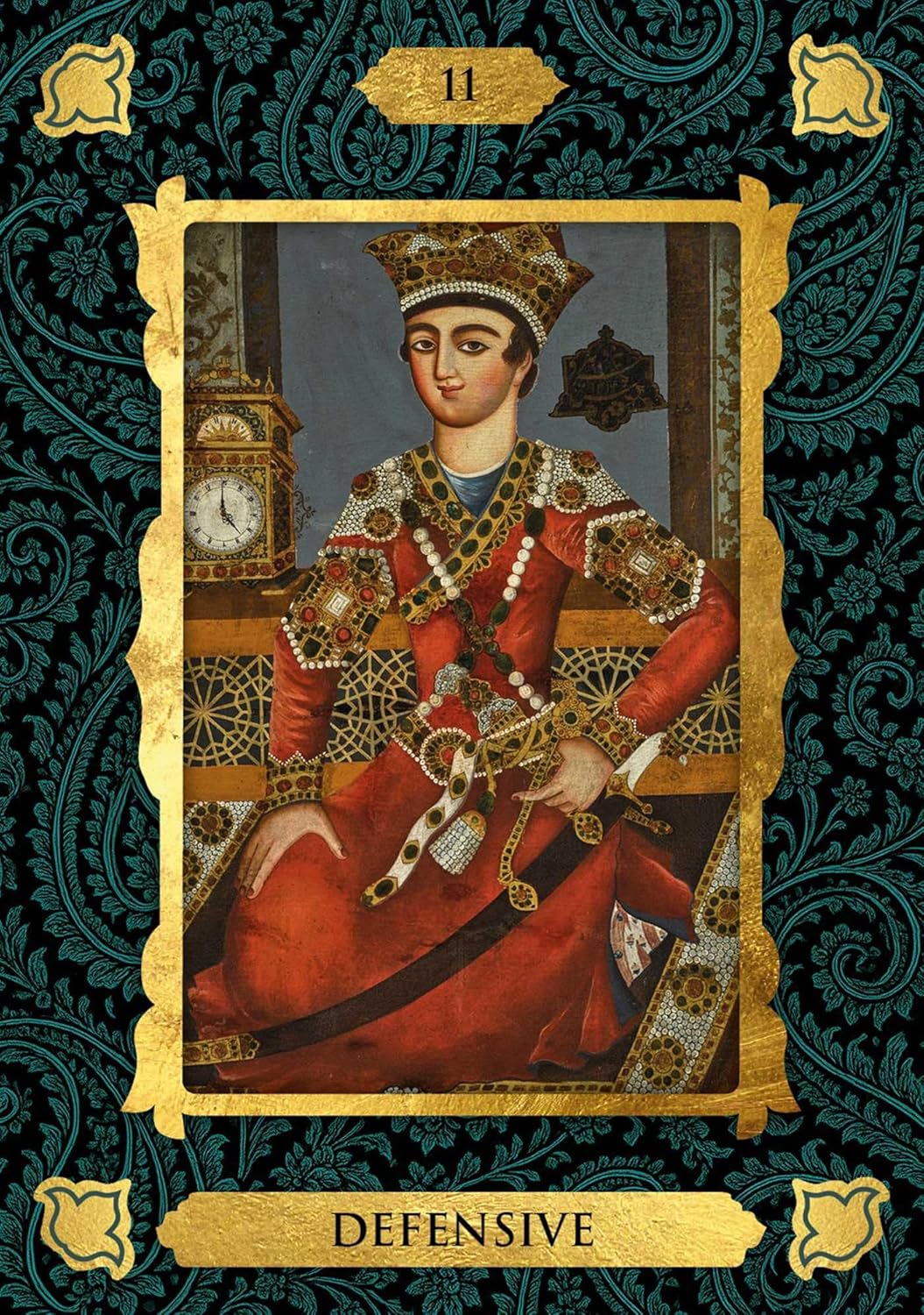 Qajar Oracle deck featuring Persian miniature artwork inspired by the Qajar dynasty